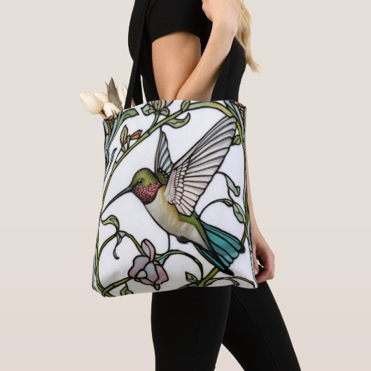 Elegant hummingbird artwork botanical boho chic トートバッグ (クローズアップ)