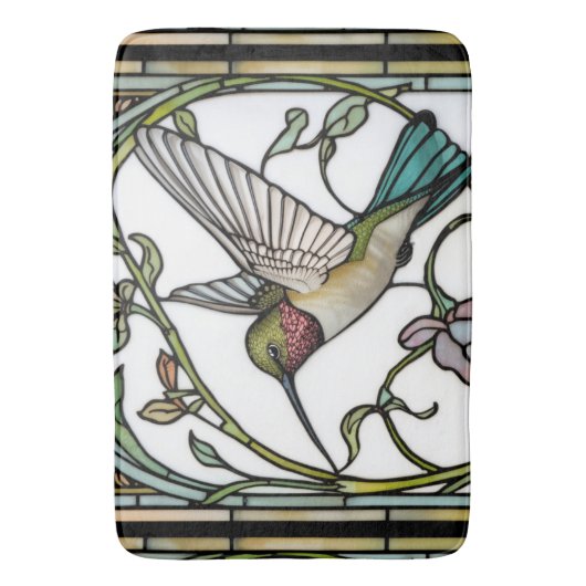 Elegant hummingbird artwork botanical boho chic バスマット (正面縦)