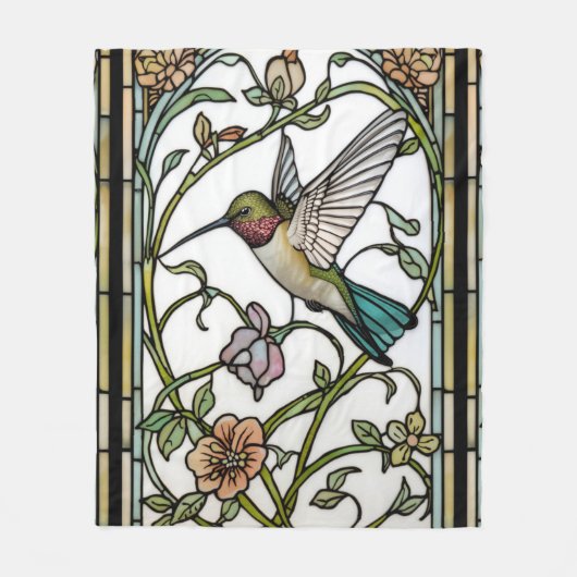 Elegant hummingbird artwork botanical boho chic フリースブランケット (正面)