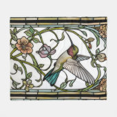 Elegant hummingbird artwork botanical boho chic フリースブランケット (正面(横))