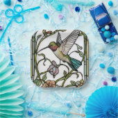 Elegant hummingbird artwork botanical boho chic ペーパープレート (パーティー)