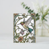 Elegant hummingbird artwork botanical boho chic ポストカード (スタンド正面)