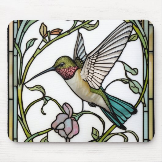 Elegant hummingbird artwork botanical boho chic マウスパッド (正面)