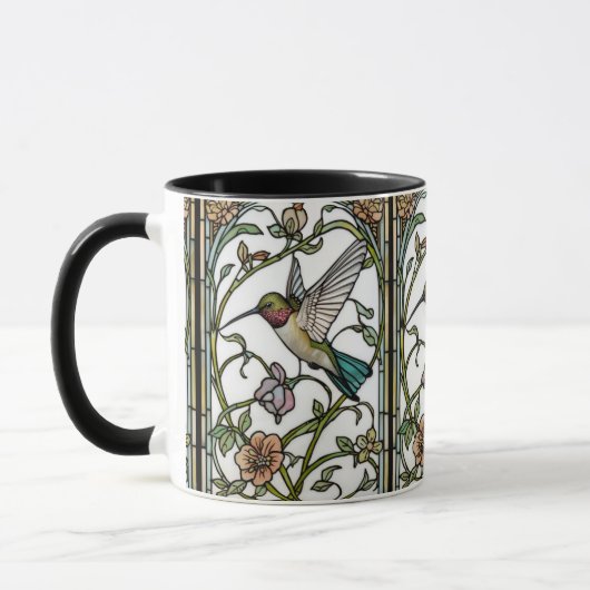 Elegant hummingbird artwork botanical boho chic マグカップ (左)