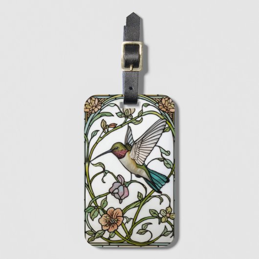 Elegant hummingbird artwork botanical boho chic ラゲッジタグ (正面縦)