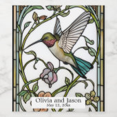 Elegant hummingbird artwork botanical boho chic ワインラベル (シングルラベル)