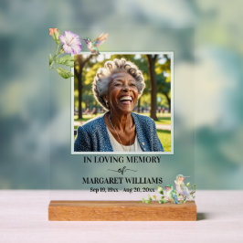 Elegant Hummingbirds Floral Photo Funeral アクリルサイン