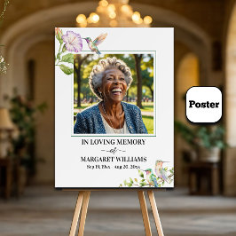 Elegant Hummingbirds Floral Photo Funeral ポスター