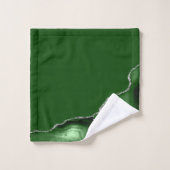 Elegant Hunter Green Agate Geode Silver Glitter バスタオルセット (ウォッシュタオル)