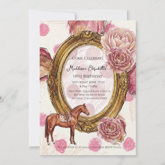 Elegant Hunter’s Equestrian Birthday 招待状 (正面)