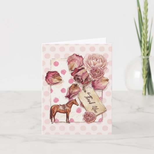 Elegant Hunter's Equestrian Birthday  サンキューカード (正面)