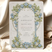 Elegant Hydrangea Art Nouveau Wedding 招待状
