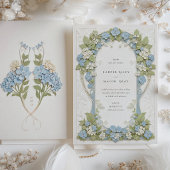 Elegant Hydrangea Art Nouveau Wedding 招待状