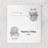 Elegant Hydrangea Bouquet Wedding Couple Initials  プレイスカード (外部開封)
