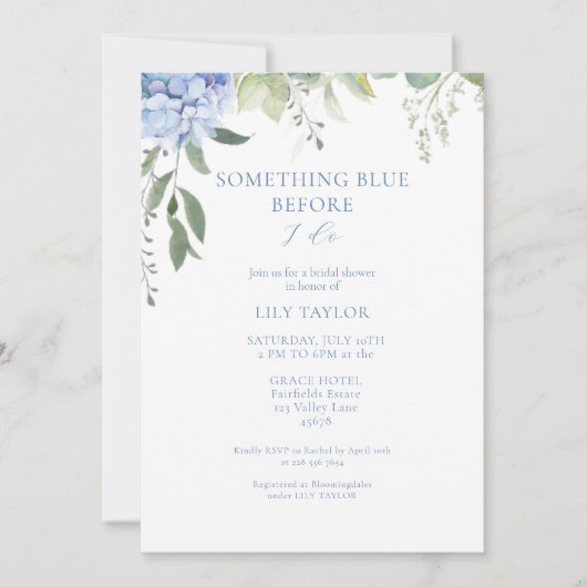 Elegant Hydrangea Bridal Shower Invitation (正面)