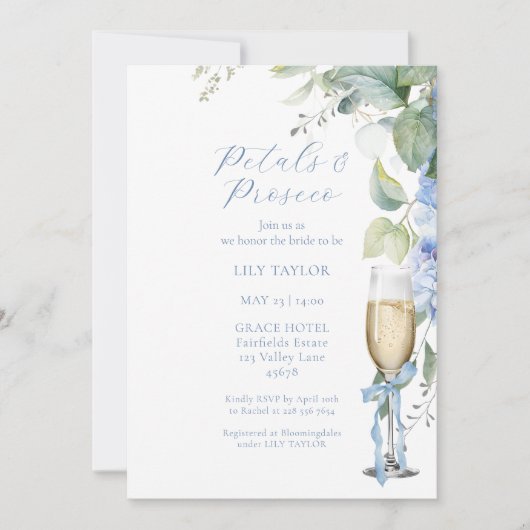 Elegant Hydrangea Bridal Shower Invitation (正面)