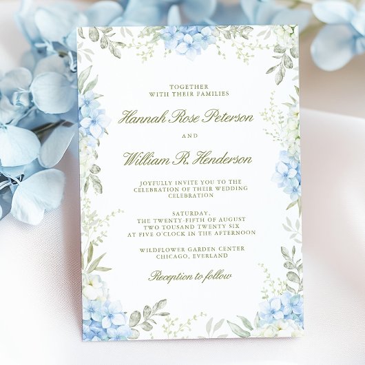 Elegant Hydrangea Floral Wedding Invitation 招待状