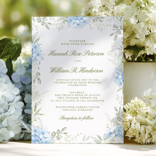 Elegant Hydrangea Floral Wedding Invitation 招待状