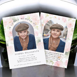 Elegant Hydrangea Memorial Photo Announcement 招待状