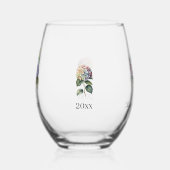 Elegant Hydrangea Personalize Stemless ステムなしワイングラス (左)