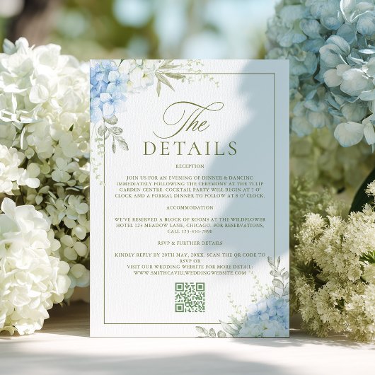 Elegant Hydrangea Wedding Details エンクロージャーカード