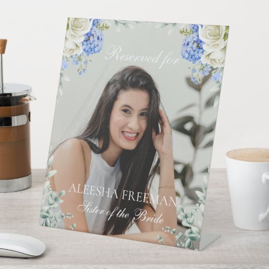 Elegant Hydrangea Wedding Reserved Memorial Chair 台座サイン (インサイチュ)