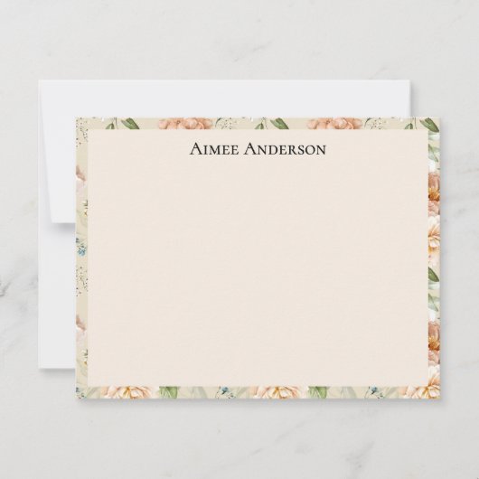 Elegant Hydrangeas Peonies Floral Pattern Frame ノートカード (正面)