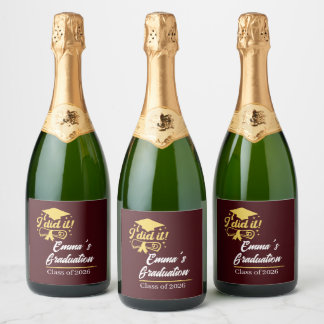 ELegant I did it Success Graduation Party  スパークリングワインラベル