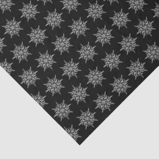 Elegant Ice Crystals Pattern on Black 薄葉紙 (詳細)