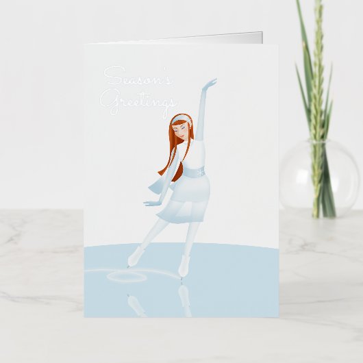 Elegant Ice skater Folded Foil Greeting Card 箔グリーティングカード (正面)