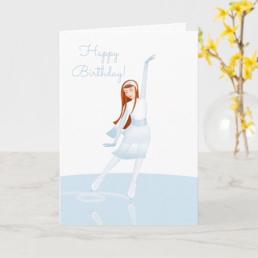 Elegant Ice Skater Folded Holiday Card カード (黄色い花)