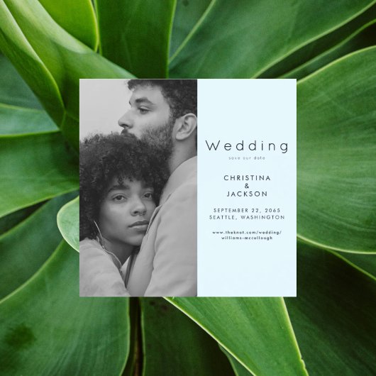 Elegant Icy Blue Photo Save the Date II マグネット招待状