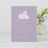 Elegant Illustration Lavender Castle Wedding 招待状 (スタンド正面)