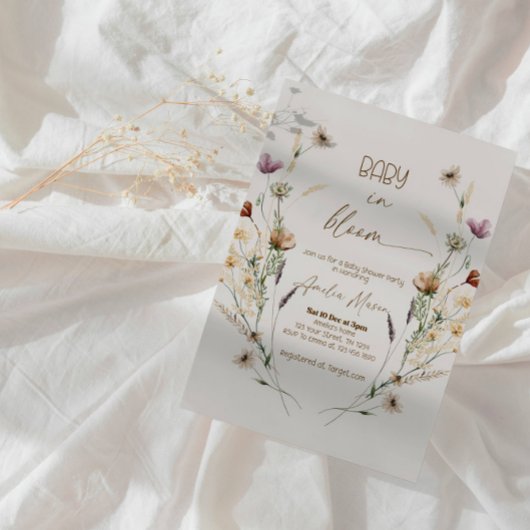 Elegant "In Bloom" Baby Shower Party 招待状