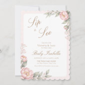 Elegant In Bloom Girl announcenment Sip & See  招待状 (正面)