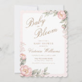 Elegant In Bloom Girl Baby Shower 招待状 (正面)