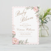 Elegant In Bloom Girl Baby Shower 招待状 (スタンド正面)