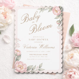 Elegant In Bloom Girl Baby Shower 招待状