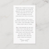 Elegant In Loving Memory Floral Photo Prayer Card 名刺 (裏面)