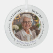 Elegant In Loving Memory Memorial Funeral Keepsake ガラスオーナメント (正面)
