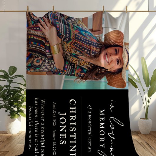 Elegant In Loving Memory Memorial Photo  フリースブランケット