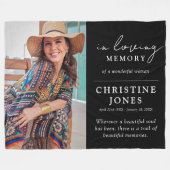 Elegant In Loving Memory Memorial Photo  フリースブランケット (正面(横))