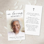 Elegant In Loving Memory Photo Cross Prayer Card 名刺