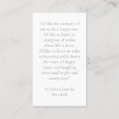 Elegant In Loving Memory Photo Prayer Cards 名刺 (裏面)