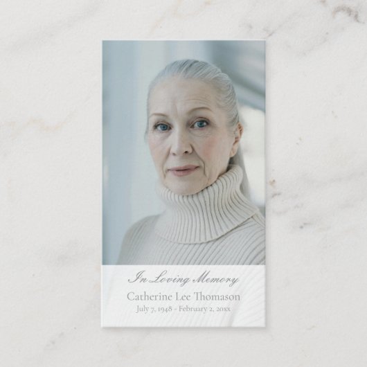 Elegant In Loving Memory Photo Prayer Cards 名刺 (正面)