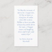 Elegant In Loving Memory Photo Prayer Cards 名刺 (裏面)
