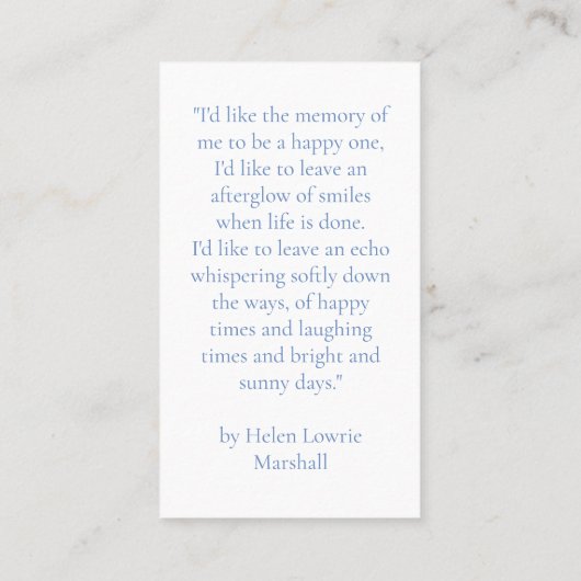 Elegant In Loving Memory Photo Prayer Cards 名刺 (裏面)