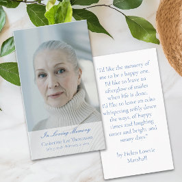Elegant In Loving Memory Photo Prayer Cards 名刺