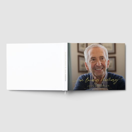 Elegant In Loving Memory Script Photo Funeral  ゲストブック (全面)