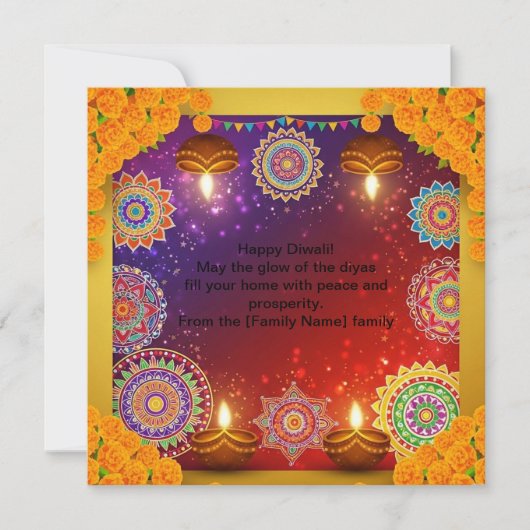 Elegant Indian Diwali Rangoli Flat Card シーズンカード (正面)